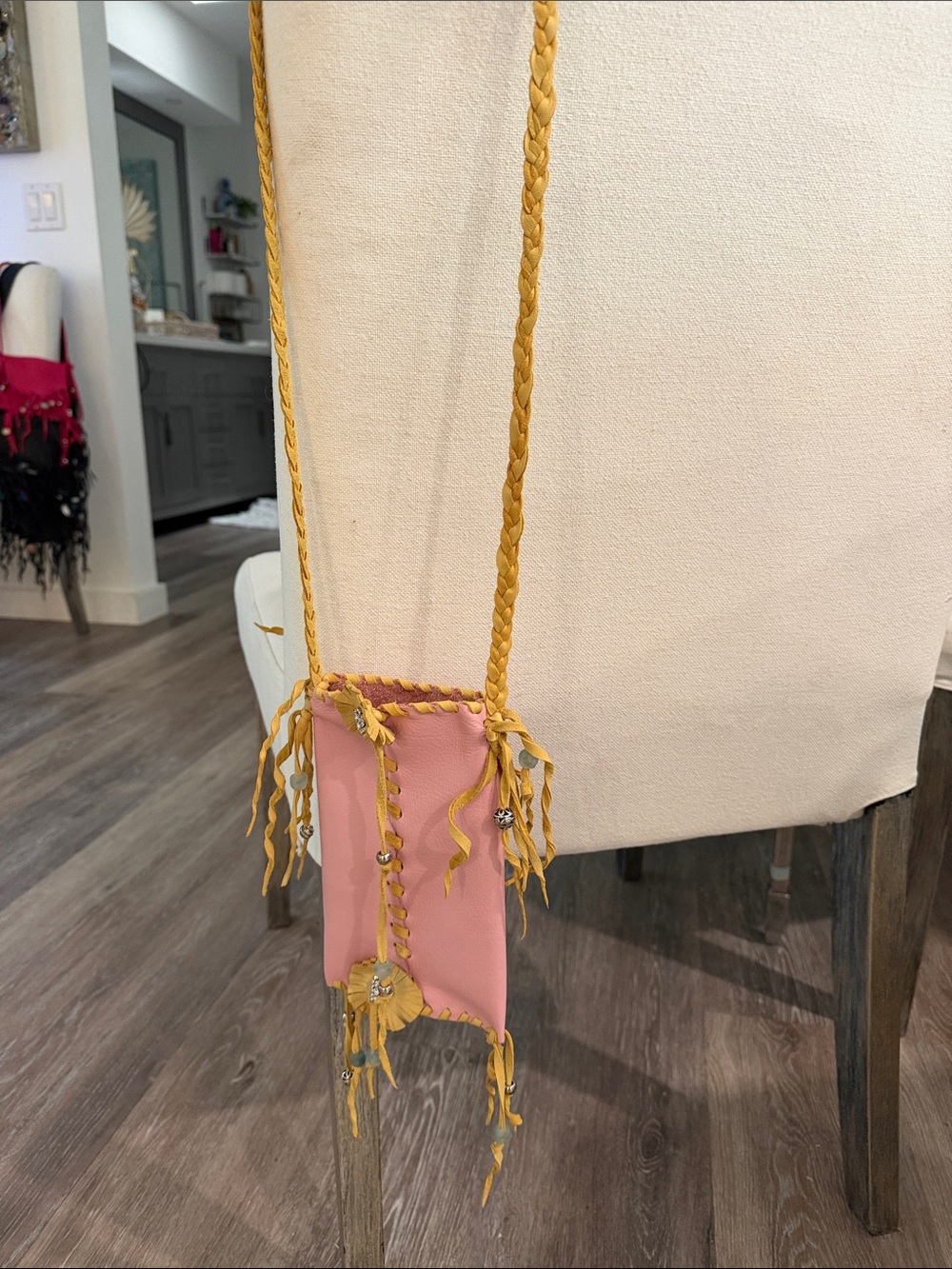 Pink and Mustard Fringe Crossbody Bag - Women